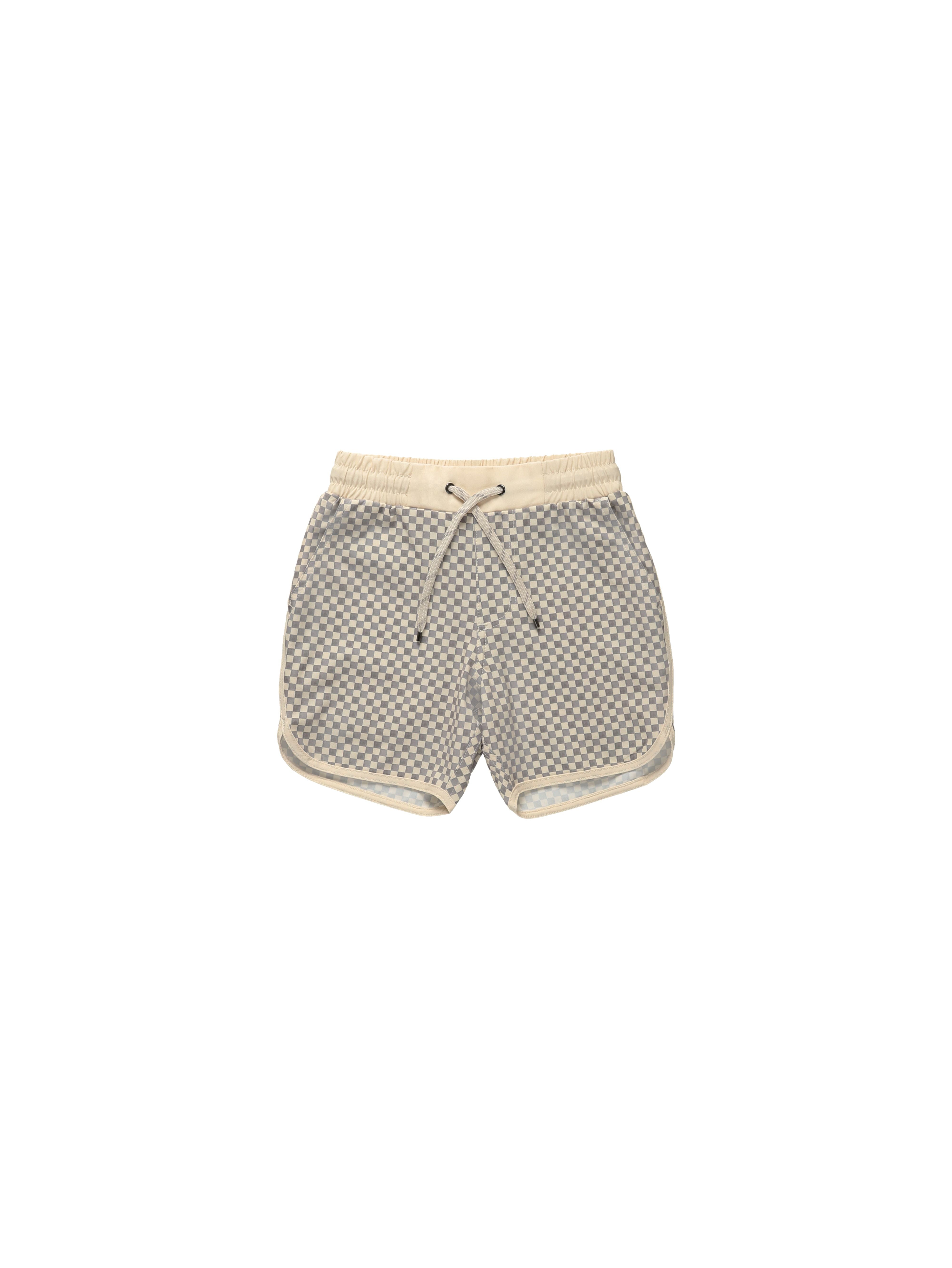 Rylee & Cru - Grey Micro Check Del Mar Short