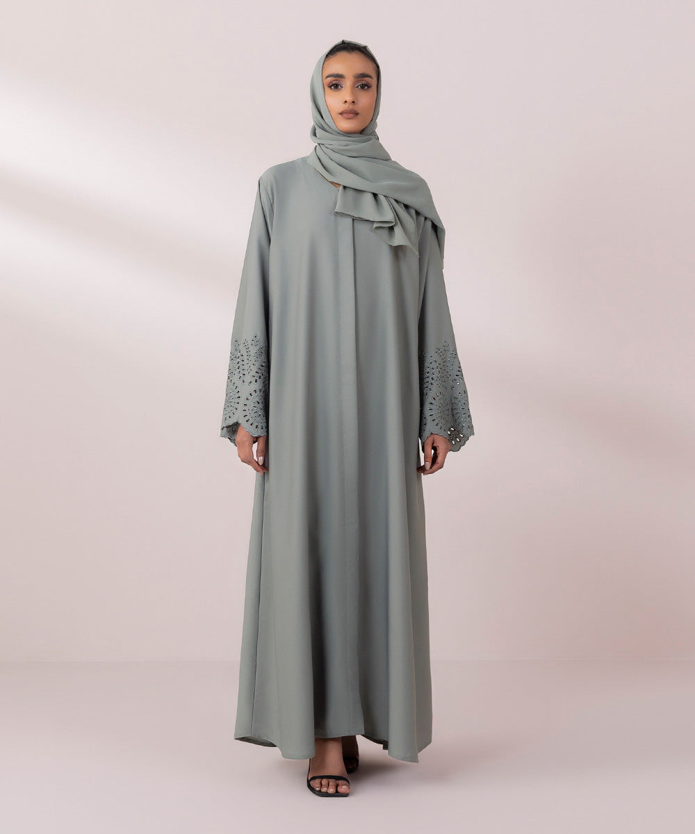 Schiffli Embroidered Abaya Set