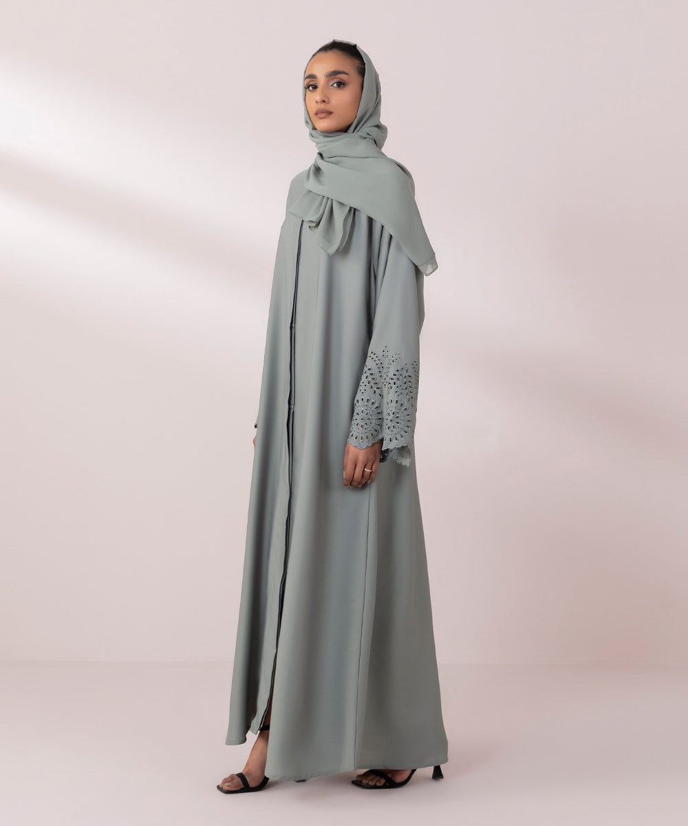 Schiffli Embroidered Abaya Set