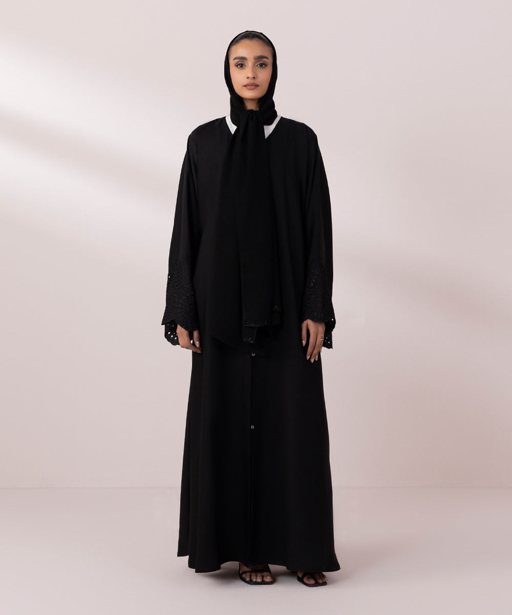 Schiffli Embroidered Abaya Set