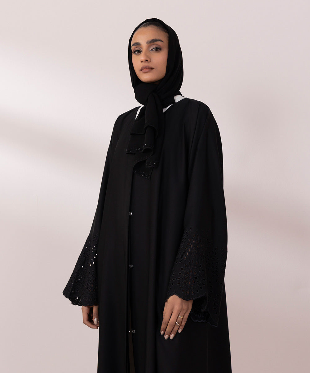 Schiffli Embroidered Abaya Set