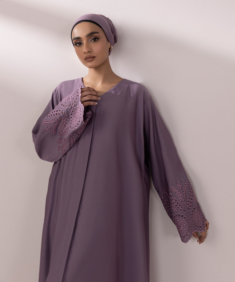 Schiffli Embroidered Abaya Set