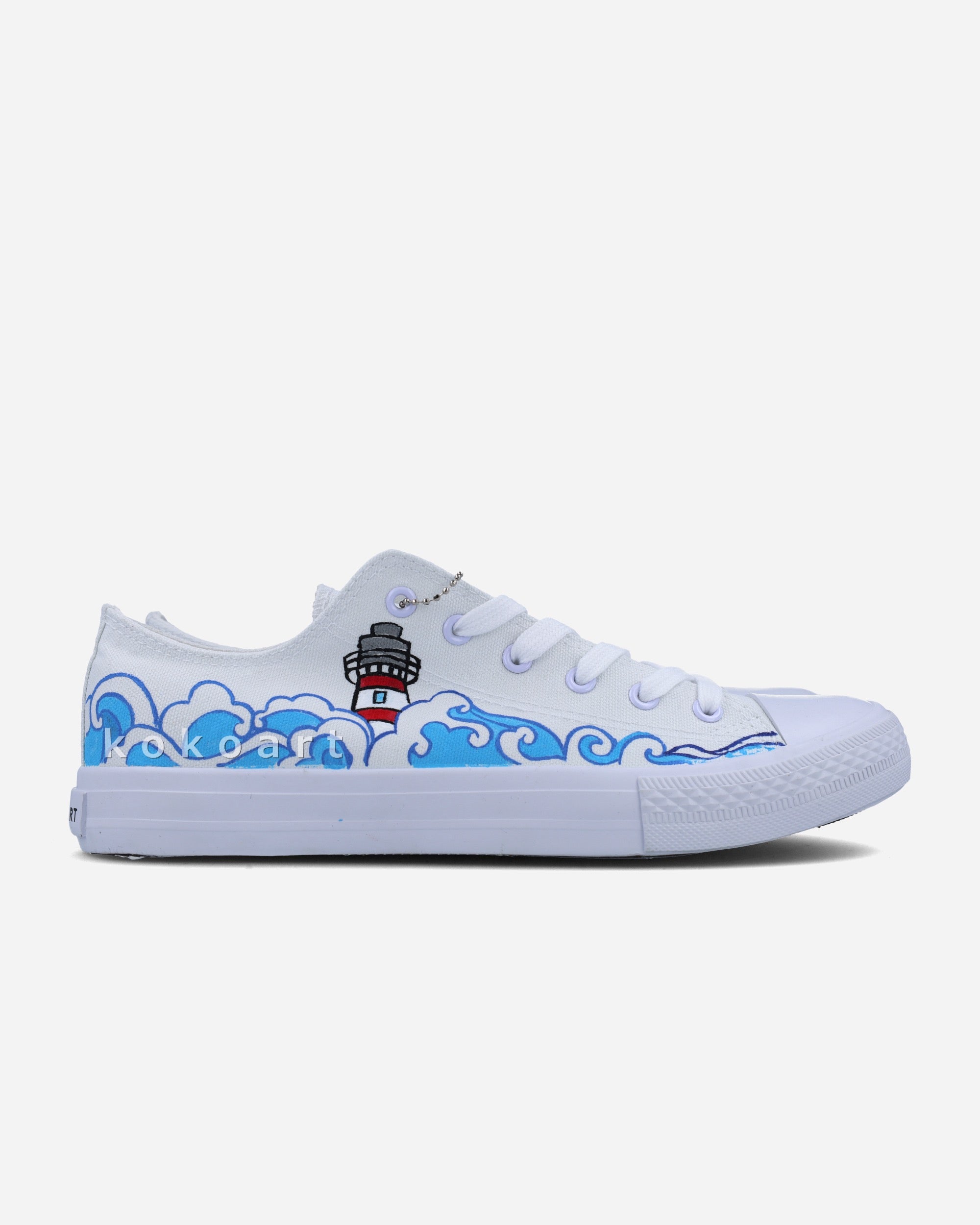 Sea and Lighthouse Illustration Hand Painted Shoes