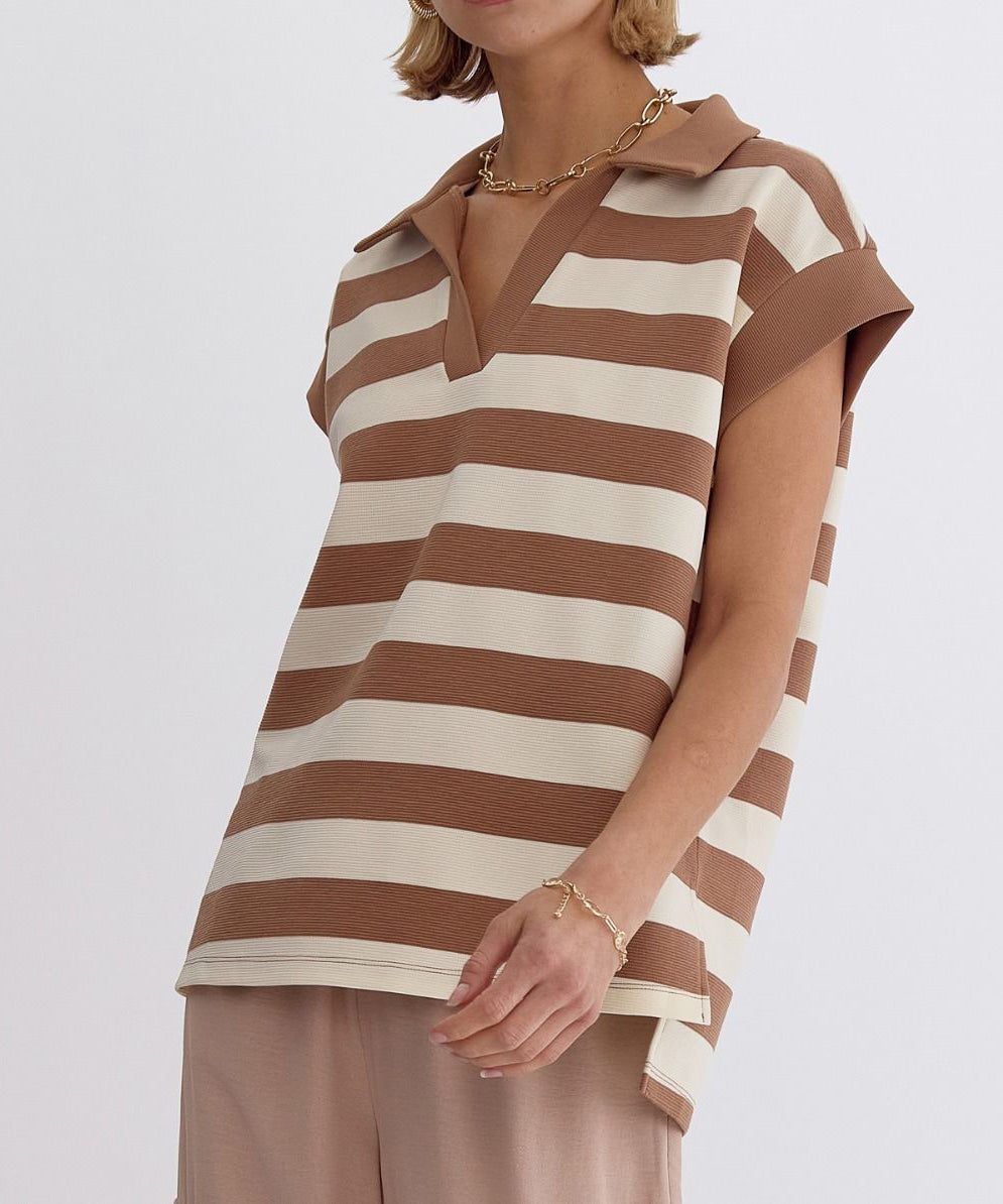 Stripe Knit Top - Light Mocha