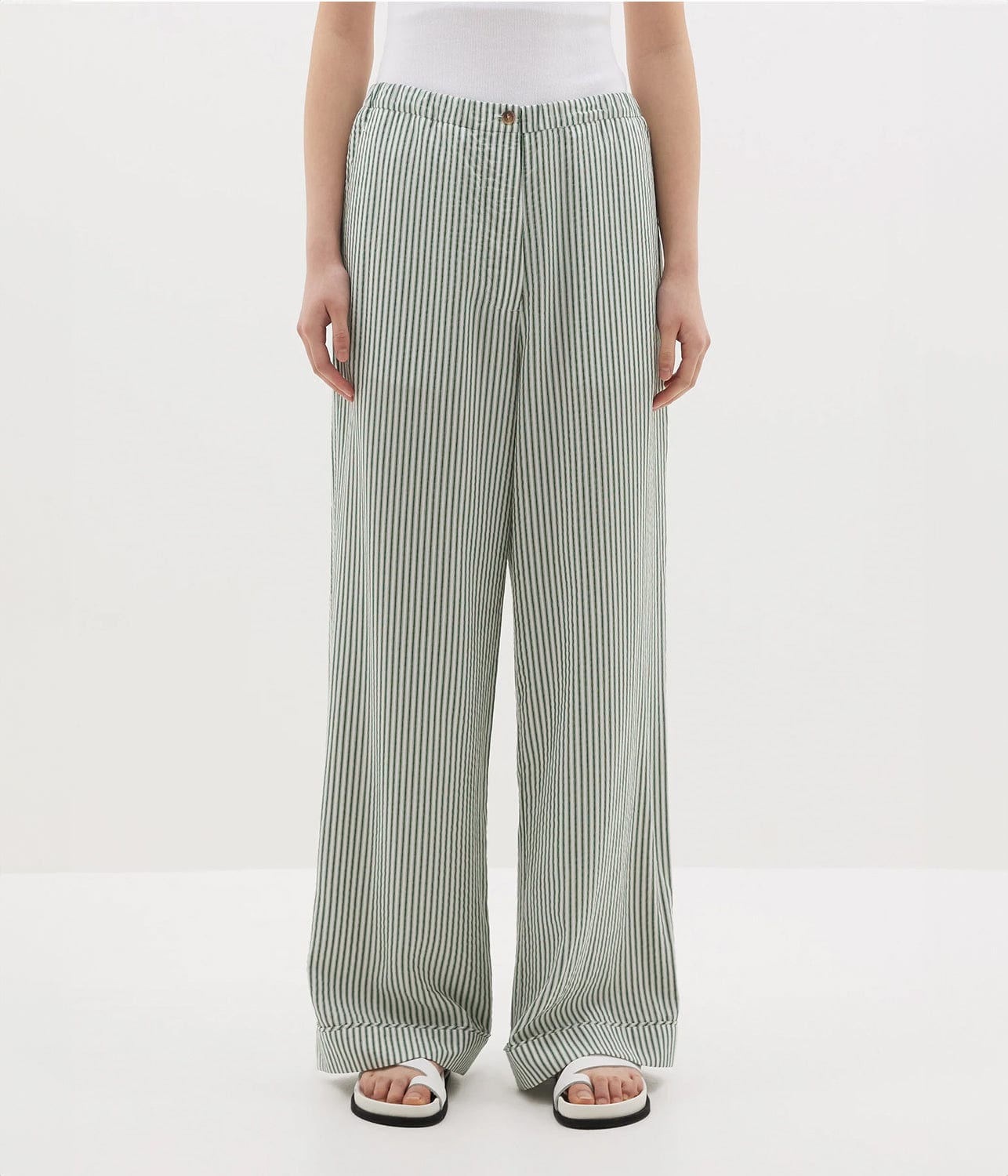 STRIPE SUMMER PANT -  GREEN / WHITE