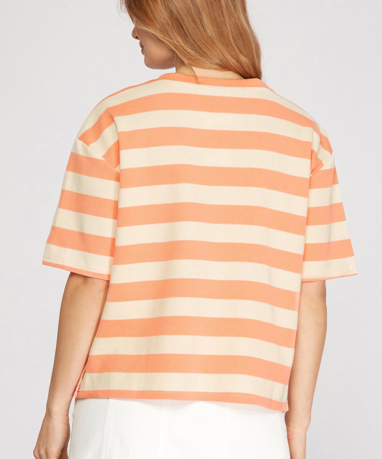 Striped Knit Top - Peach