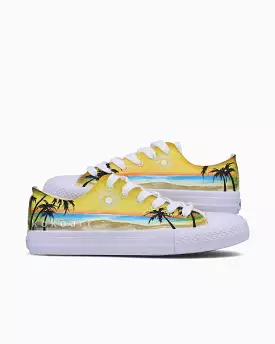 Sunset Beach with Palm Trees Hand Painted Shoes