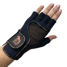 SXC Sportsline FINGERLESS Riding Gloves Navy/Rose Gold