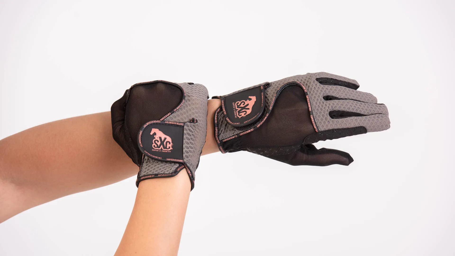 SXC Sportsline Riding Gloves Grey/Rose Gold