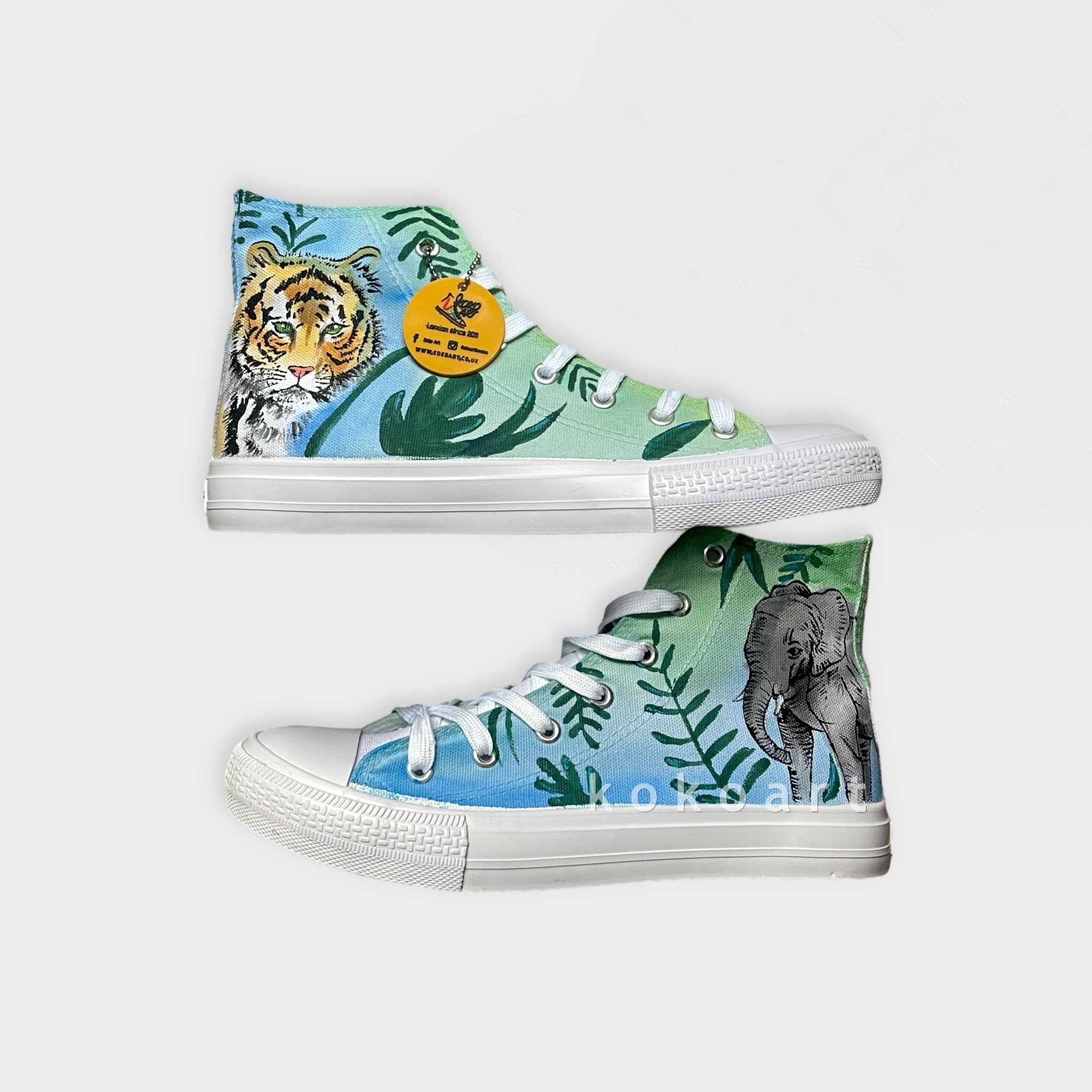 Tiger and Elephant Hand Painted Shoes