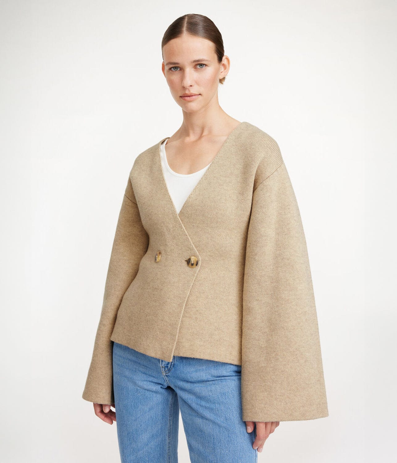 TINLEY CARDIGAN- TWILL BEIGE