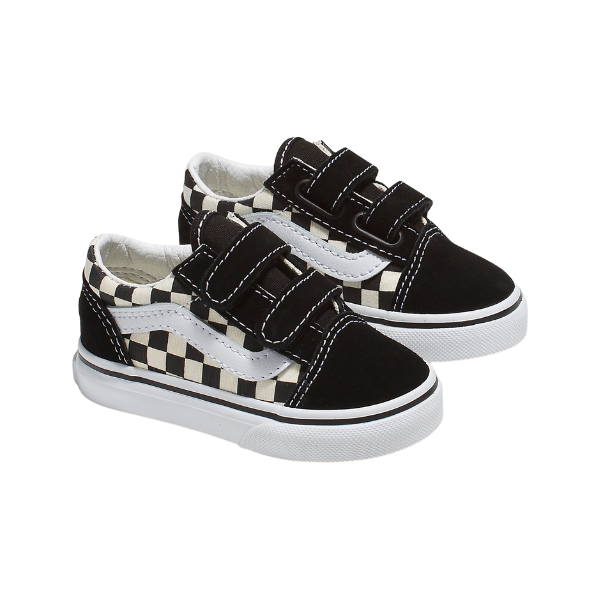 Vans Toddler Old Skool V Primary Check Shoe - Black/White