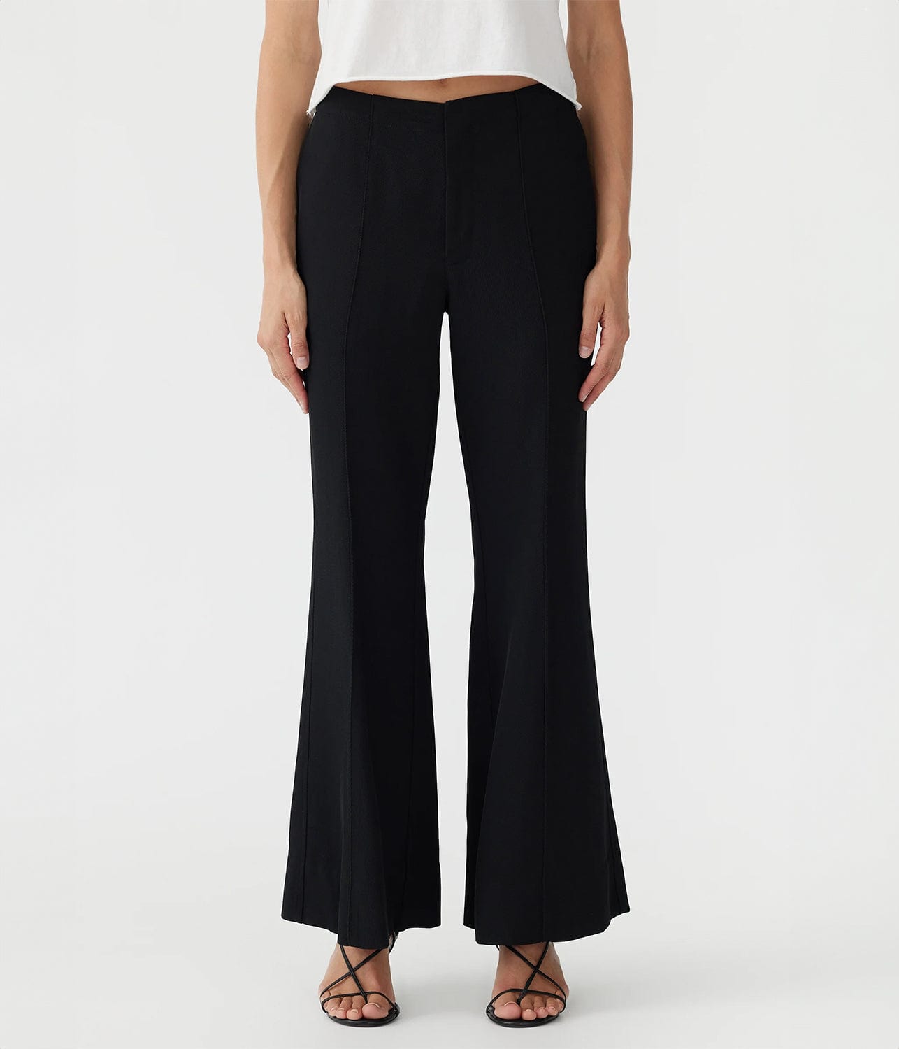 VISCOSE TWILL FLARED PANT- BLACK