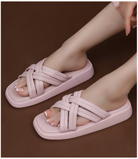 W9672-PINK-Women Platform Slippers