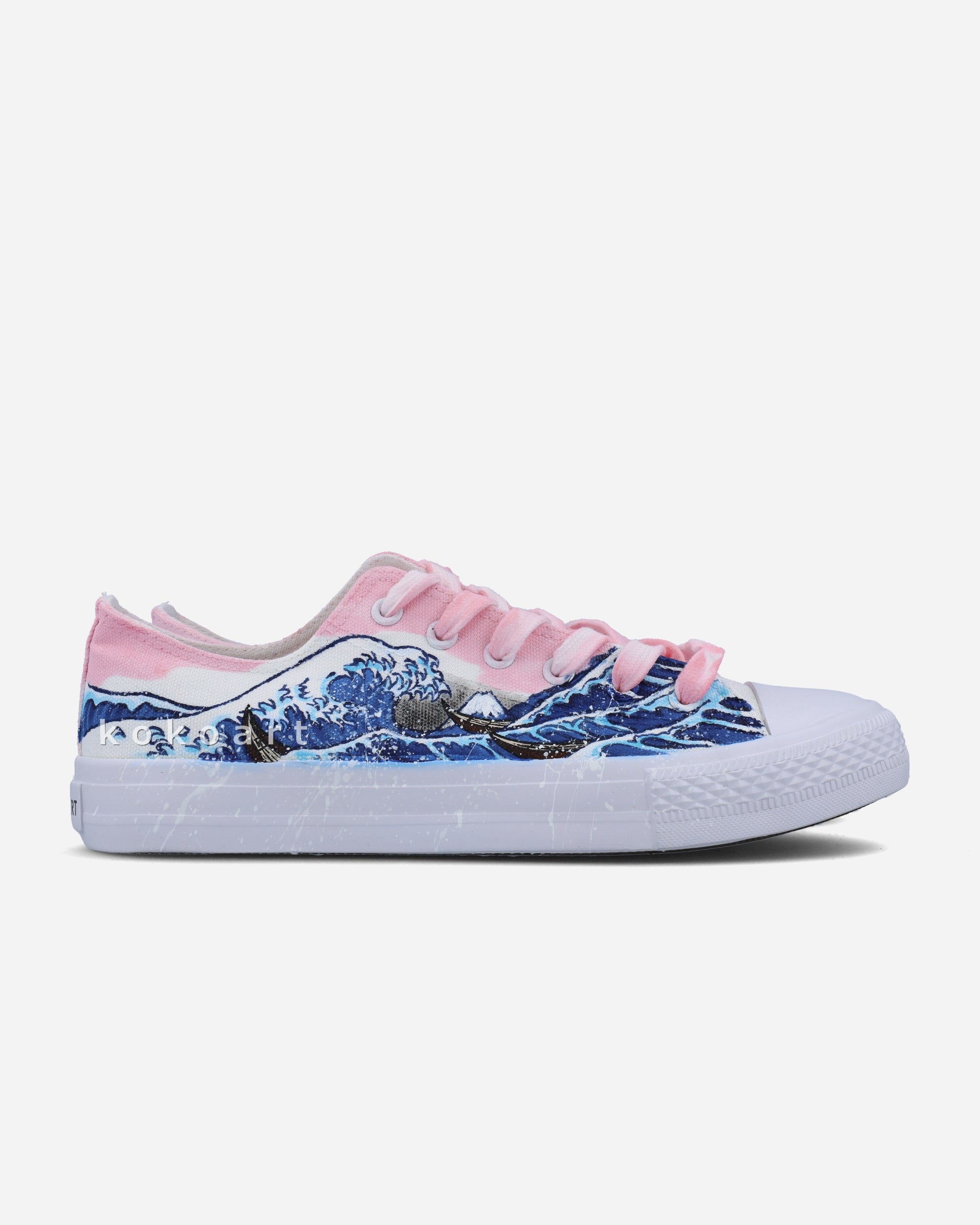 Waves Pink Hand Painted Shoes