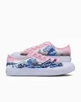 Waves Pink Hand Painted Shoes