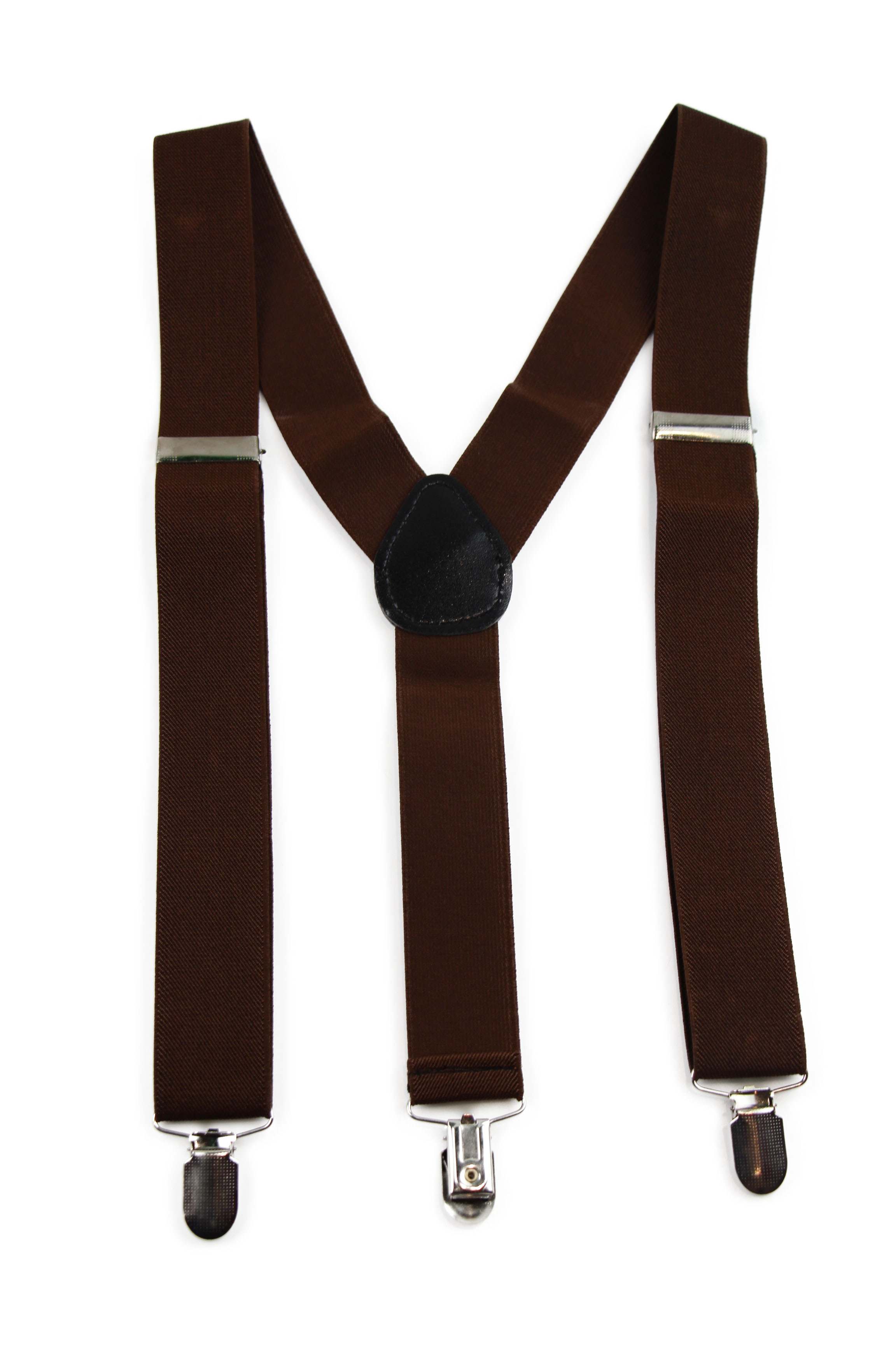 Wide Heavy Duty Adjustable 100cm Brown Adult Mens Suspenders