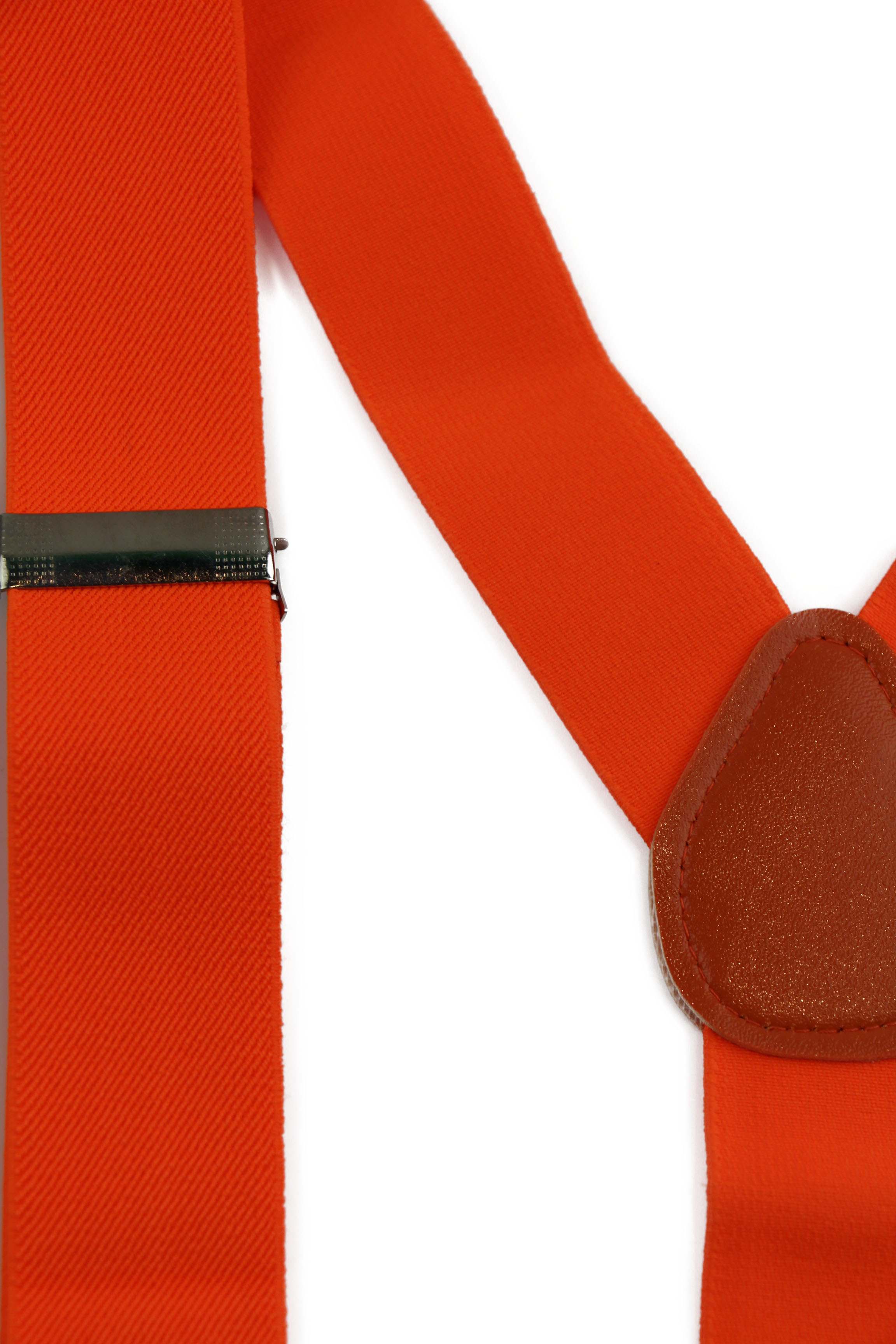 Wide Heavy Duty Adjustable 100cm Fluro Orange Adult Mens Suspenders