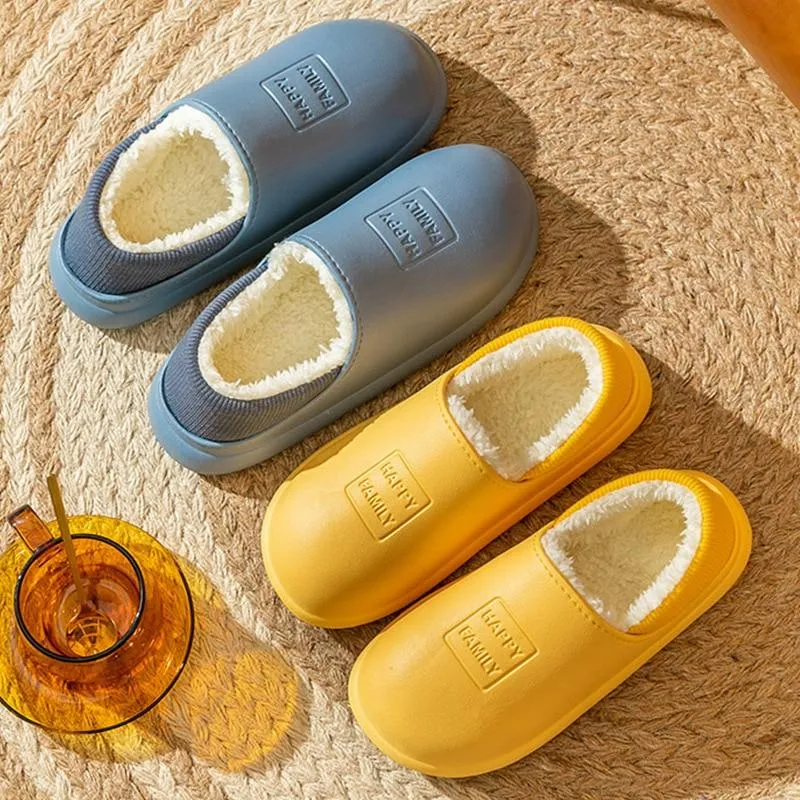 Winter Warm Unisex Solid Cotton Plush House Slippers Confinement Shoes