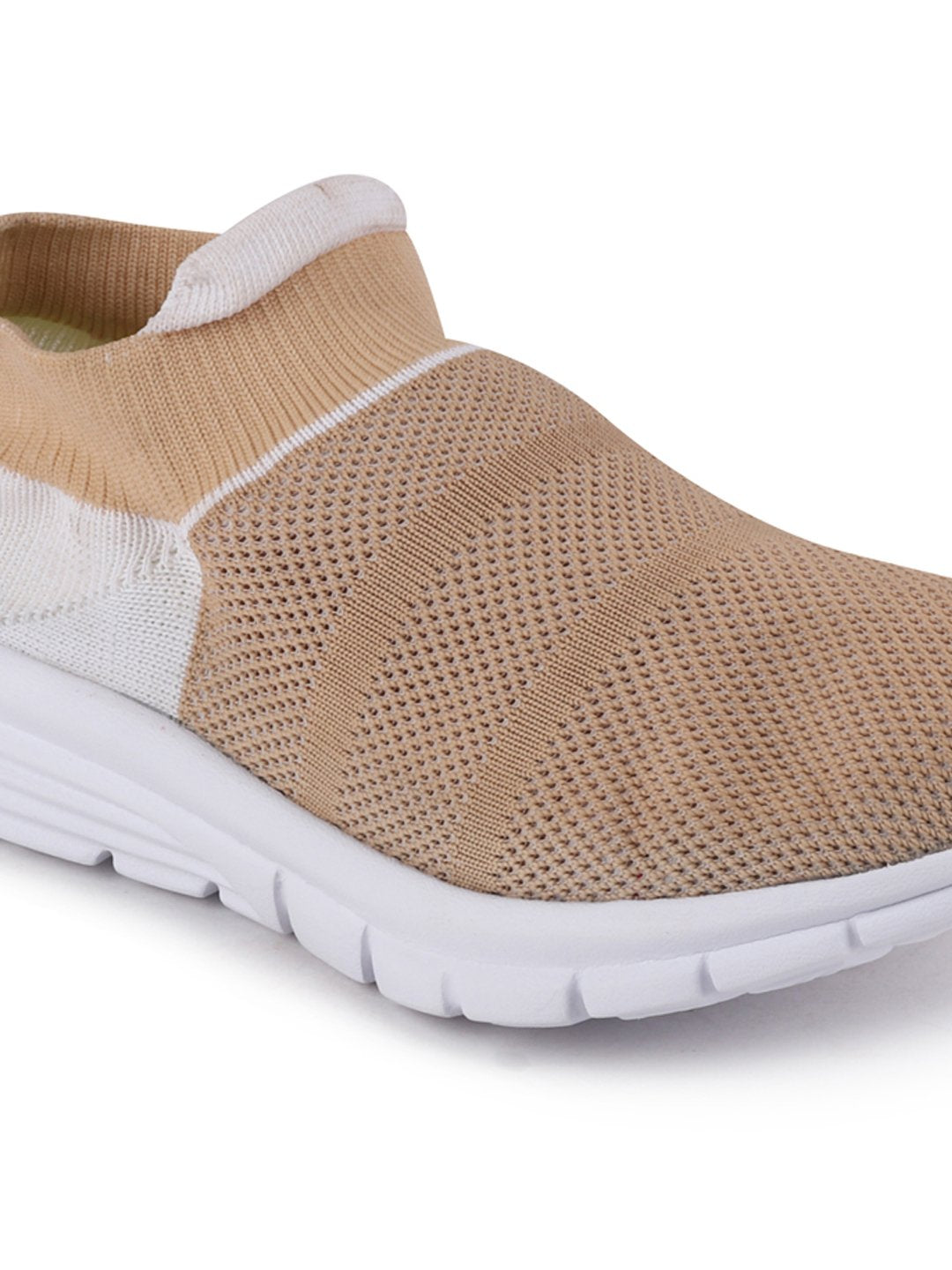 Women Beige Sports Slip-On Outdoor Walking Shoes