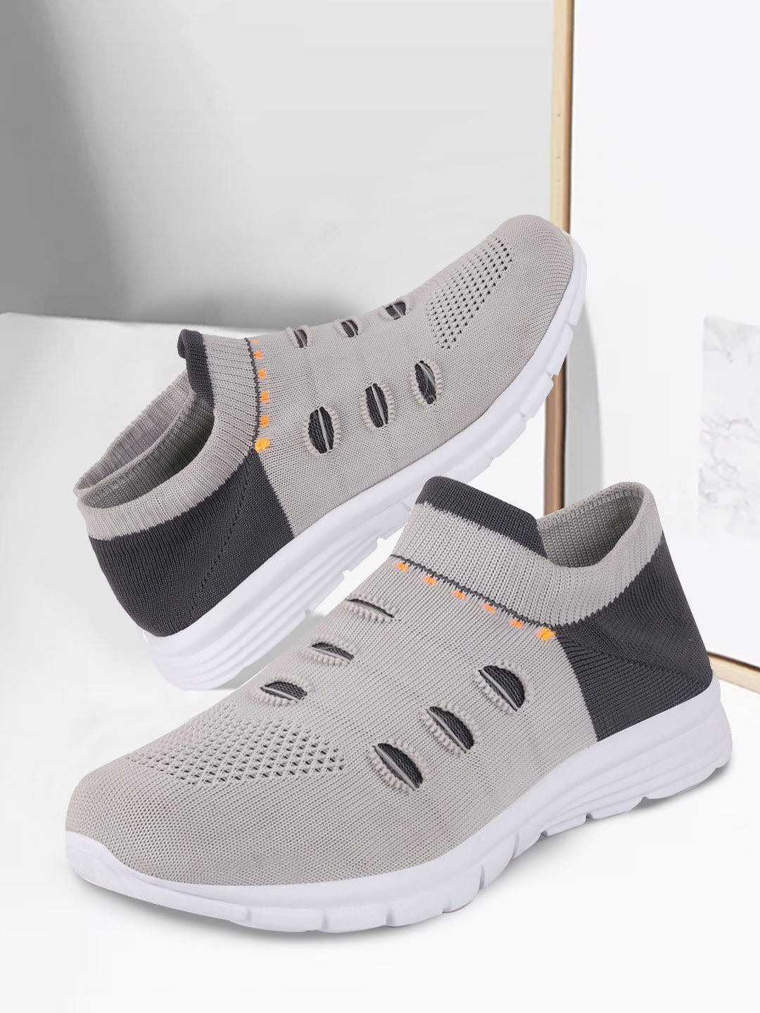 Women Grey Sports Slip-On Walking Shoes