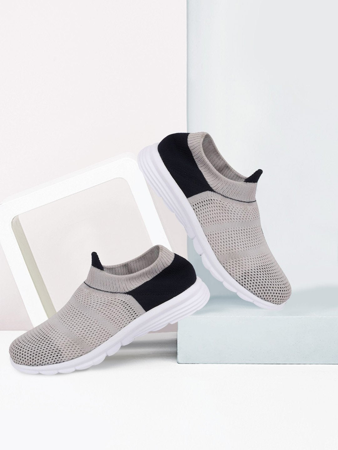 Women Grey Sports Slip-On Walking Shoes