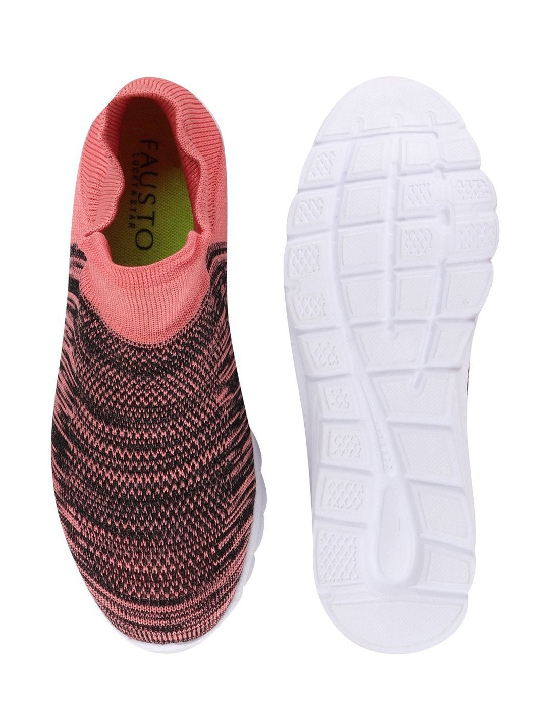 Women Peach Sports Slip-On Walking Shoes