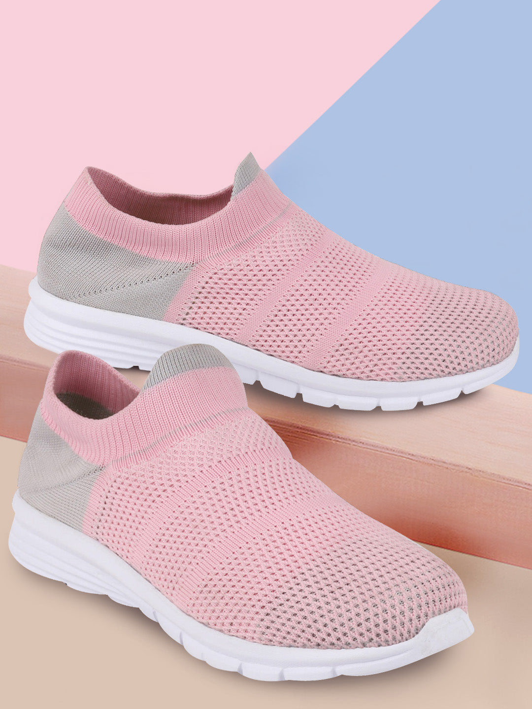 Women Pink Sports Slip-On Walking Shoes