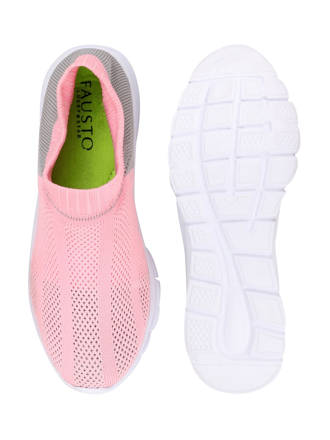 Women Pink/Grey Sports Slip-On Walking Shoes