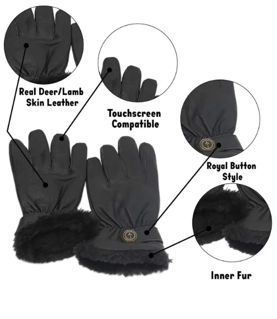 Women Royal Button-Down Fur Gloves