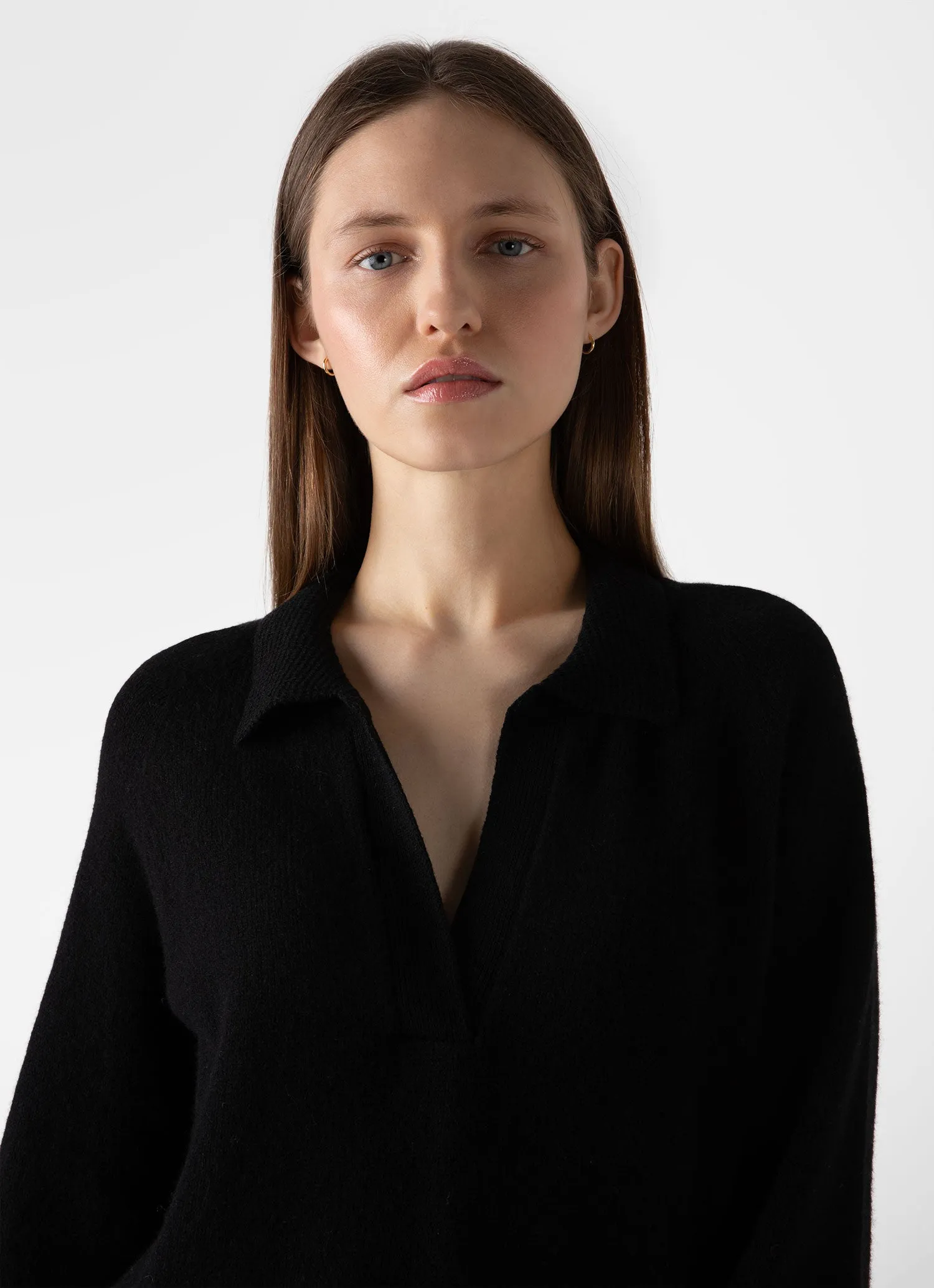 Women's Lambswool Polo Jumper in Black