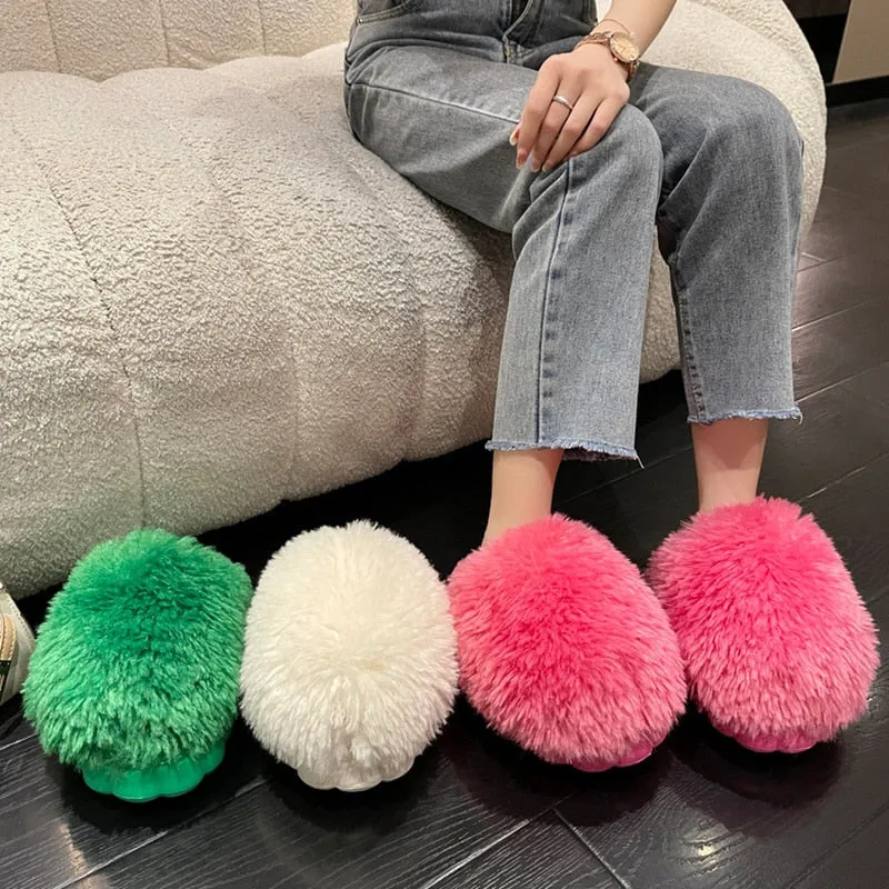 Women's Winter Fashion Soft Warm Comfort Plush Fur House Slippers