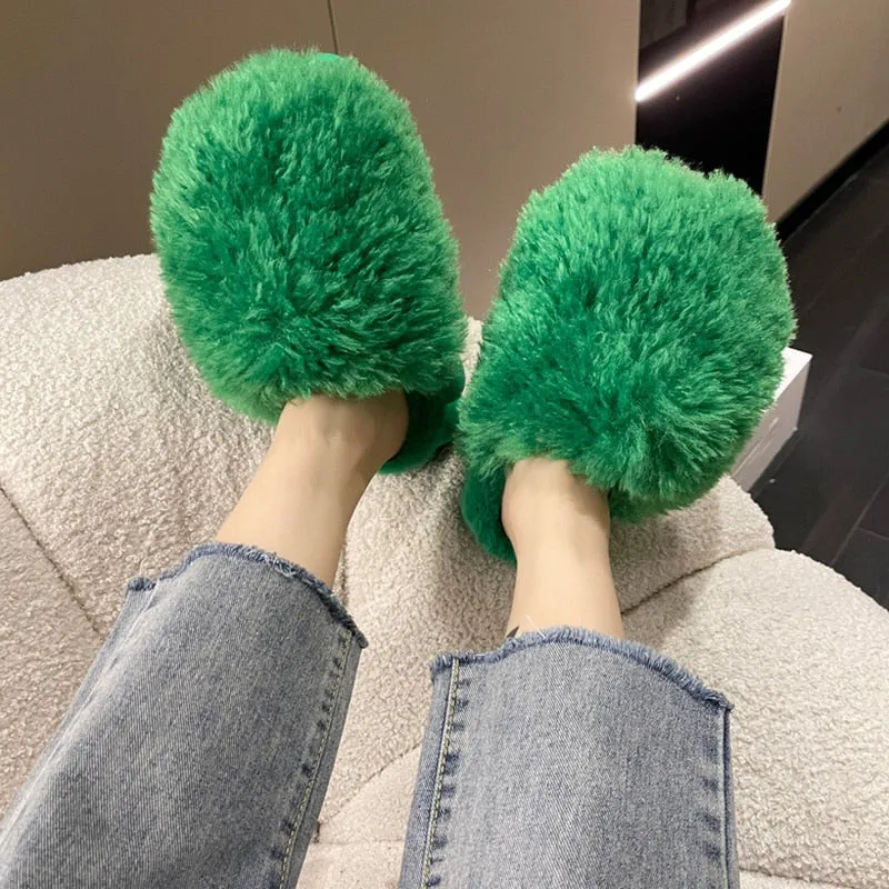 Women's Winter Fashion Soft Warm Comfort Plush Fur House Slippers