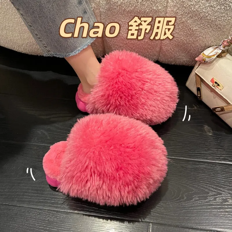 Women's Winter Fashion Soft Warm Comfort Plush Fur House Slippers