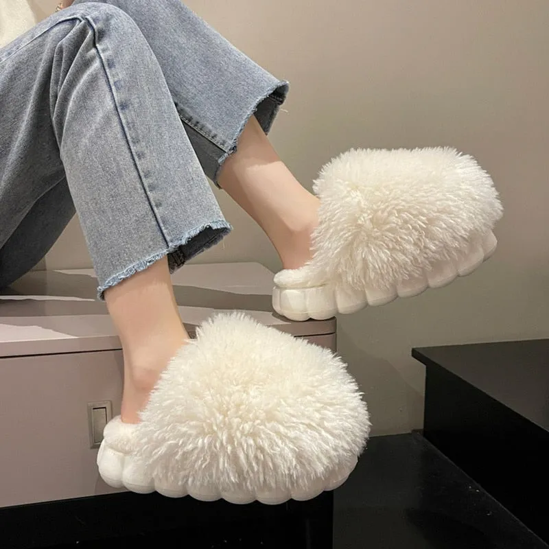 Women's Winter Fashion Soft Warm Comfort Plush Fur House Slippers