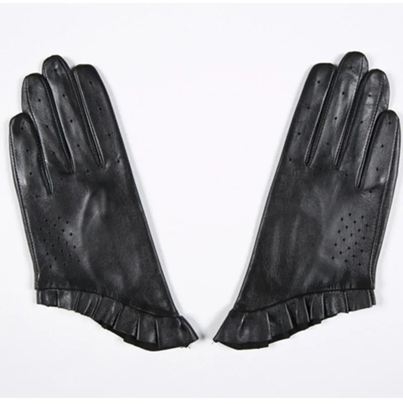 Women's Winter Warm Genuine Goatskin Thin Lining Soft Driving Gloves