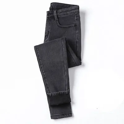 Women's Winter Warm Polyester Casual High Waist Skinny Trousers